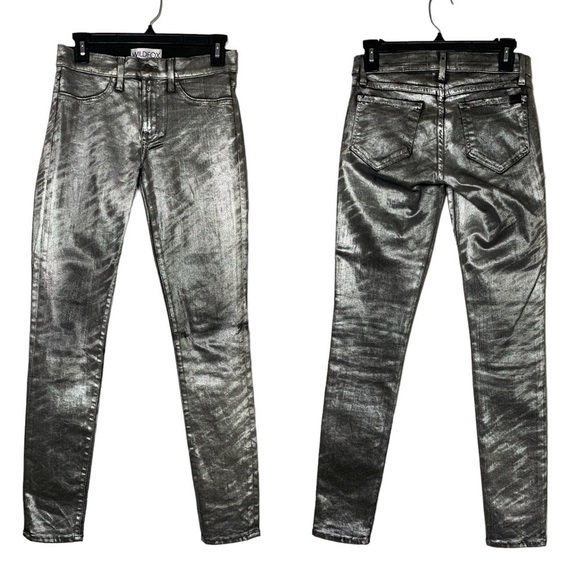 Wildfox Marianne Skinny Silver Coated Pants